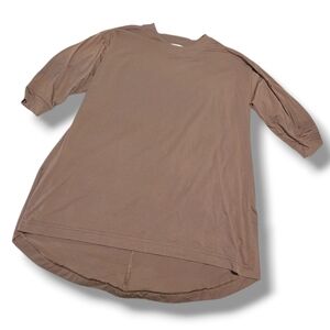 Athleta Brown Oversized Crew Neck 3/4" Sleeve Top, Size Medium